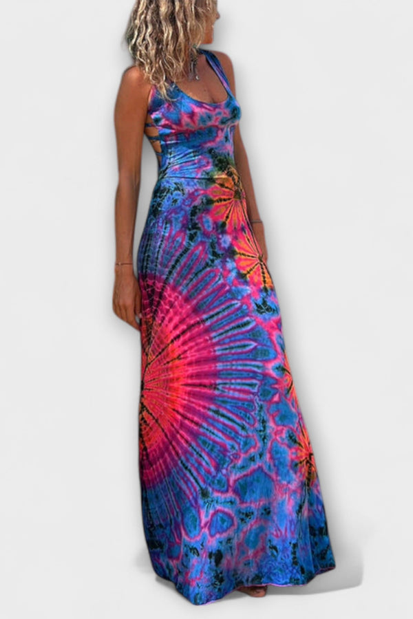 Ronja - El vestido maxilargo con estampado Tie-Dye La Bamba