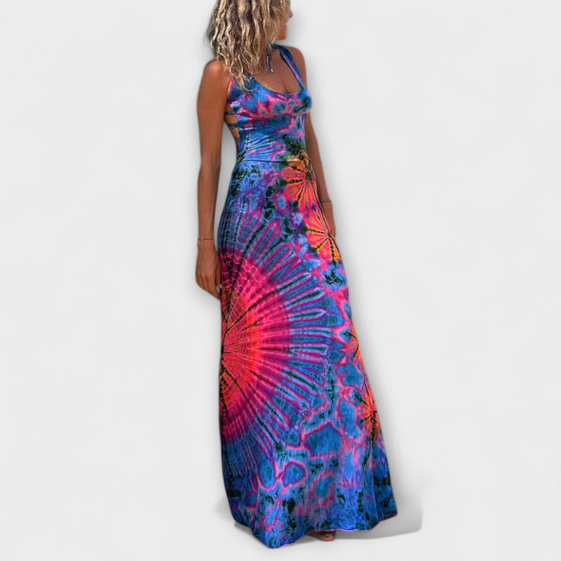 Ronja - El vestido maxilargo con estampado Tie-Dye La Bamba