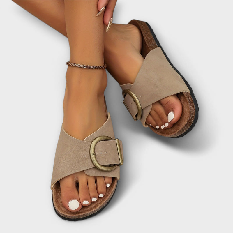 Margie - Sandalias de corcho para mujer con diseño de correas ajustables