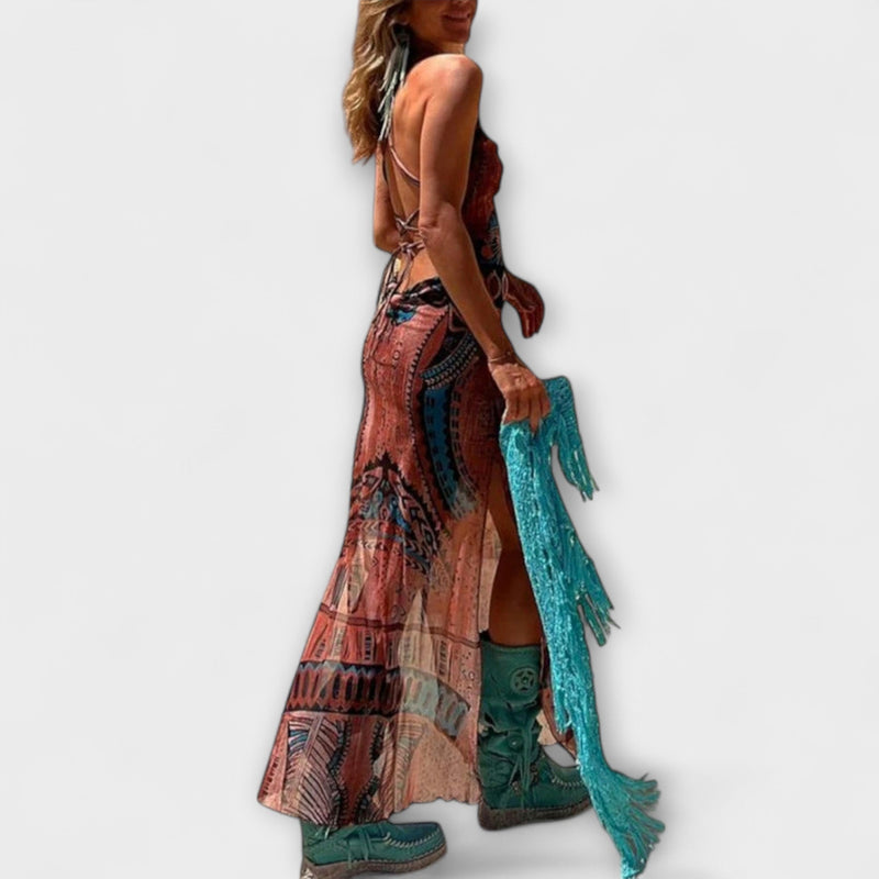 Tarifa - Vestido Midi Único con Cuello Cowl