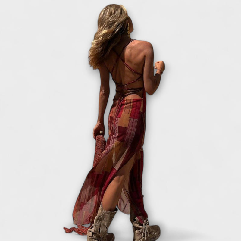 Tarifa - Vestido Midi Único con Cuello Cowl