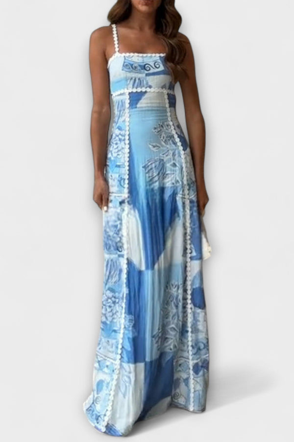 Terazza Ric Rac - Vestido Maxivolante de Lino
