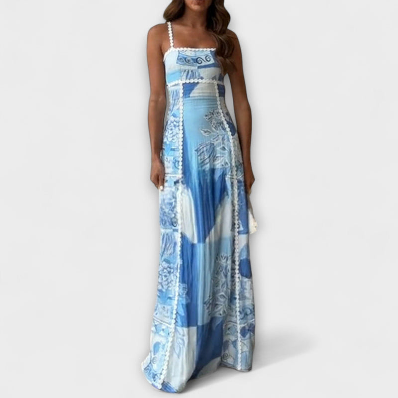 Terazza Ric Rac - Vestido Maxivolante de Lino