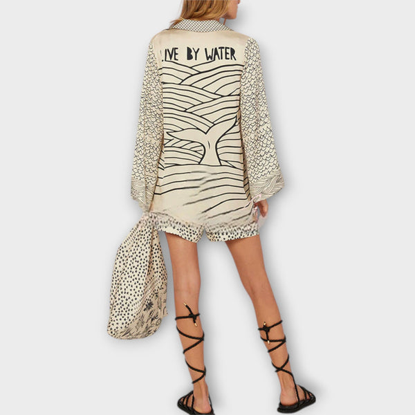 Liv - Conjunto de Camiseta y Pantalones Cortos de Satén