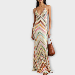 Remi - Vestido Maxí de Punto con Patrón de Pescado Colorido