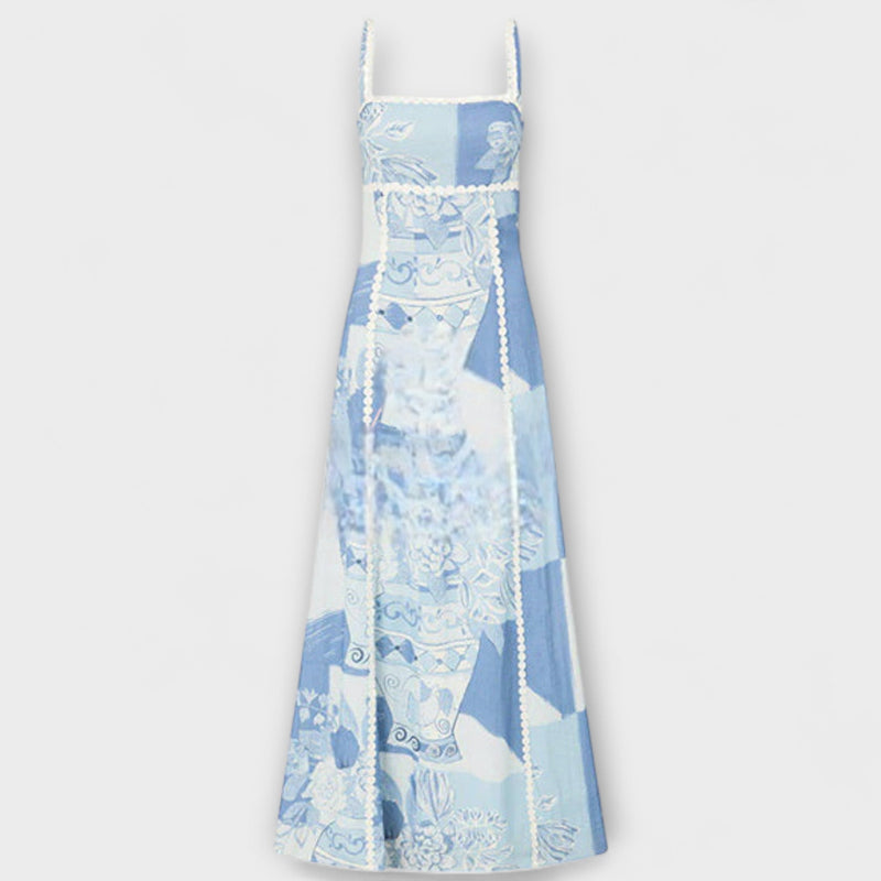 Terazza Ric Rac - Vestido Maxivolante de Lino