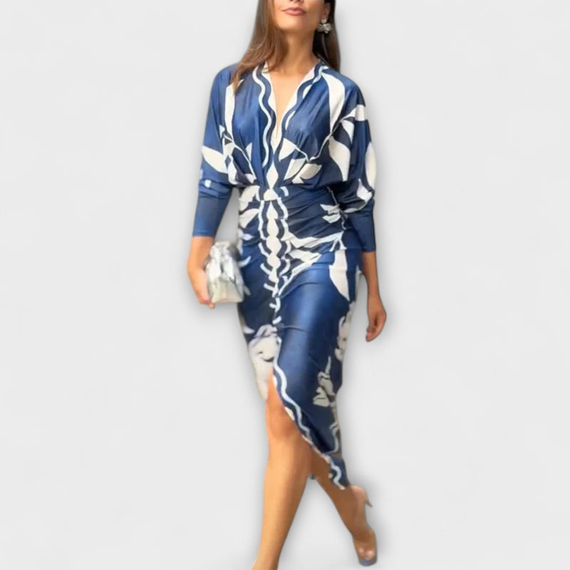 Cleo - Vestido midi dolman único con estampado brasileño