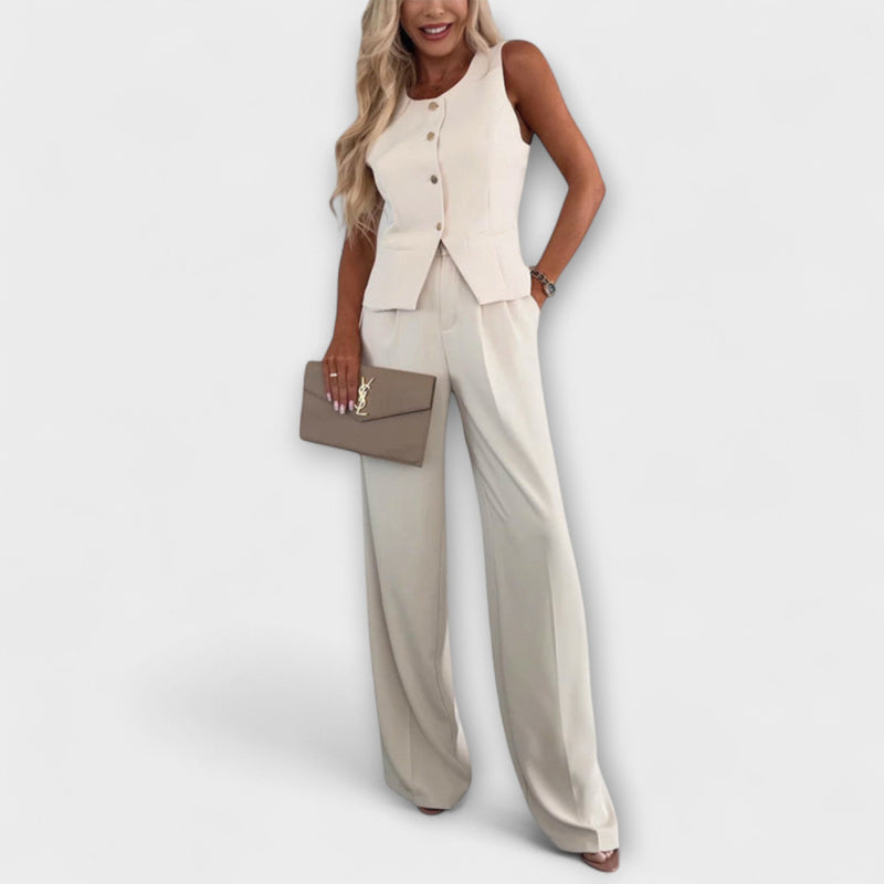 Wilhelmina - Conjunto elegante de top sin mangas y pantalones