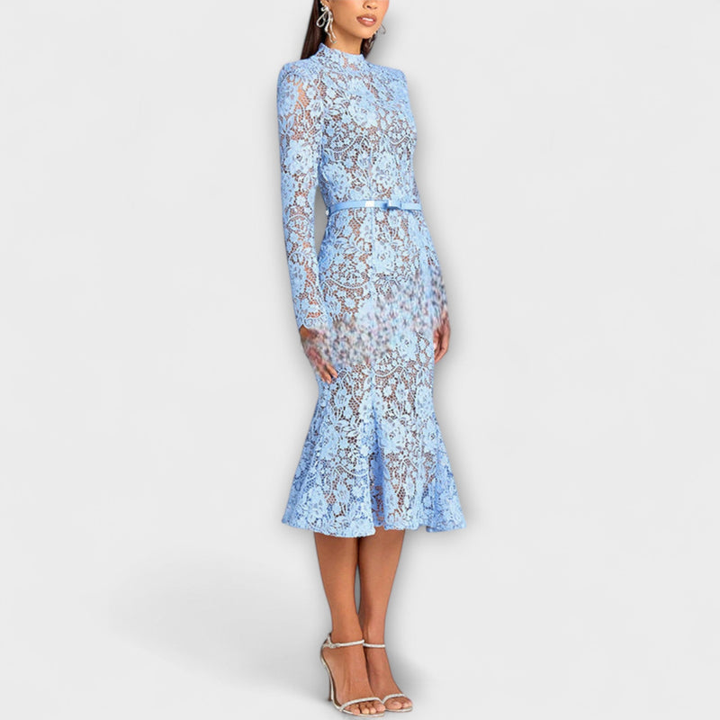 Freya - Elegante vestido midi de encaje floral