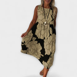 Vestido midi floreado con falda de volantes