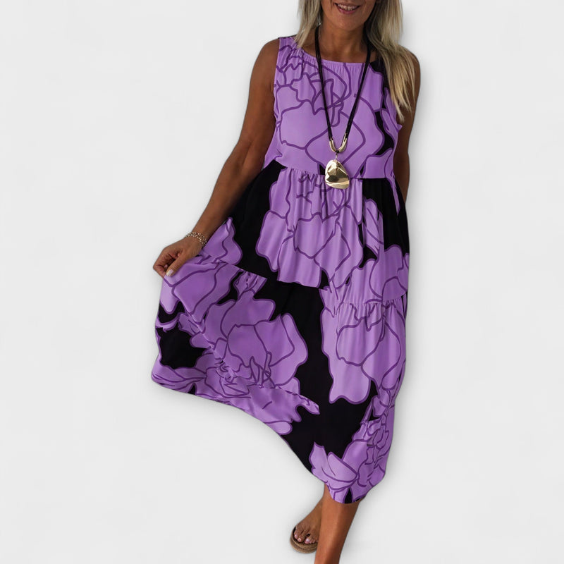 Vestido midi floreado con falda de volantes