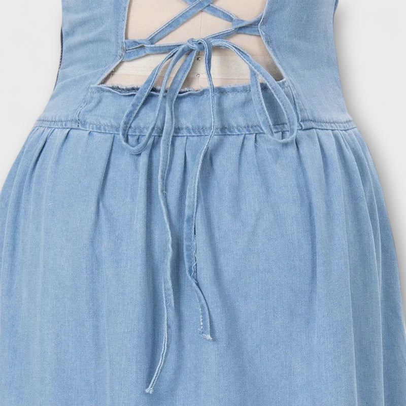 Lux - Vestido sin tirantes Denim Azul