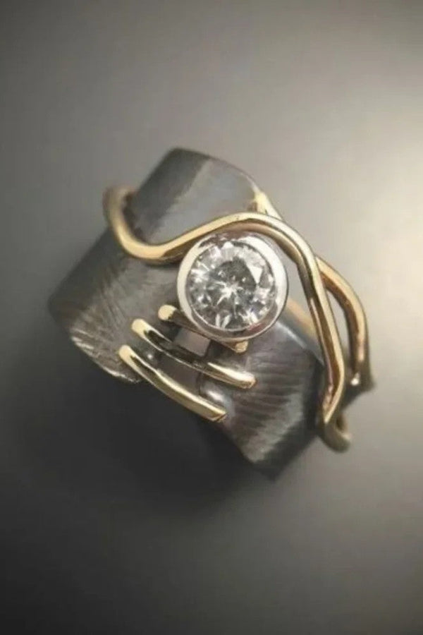 Anillo Retro Dunkel Silber Zirkonia