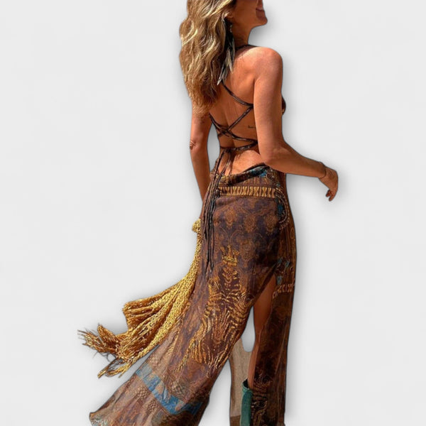Tarifa - Vestido Midi Único con Cuello Cowl