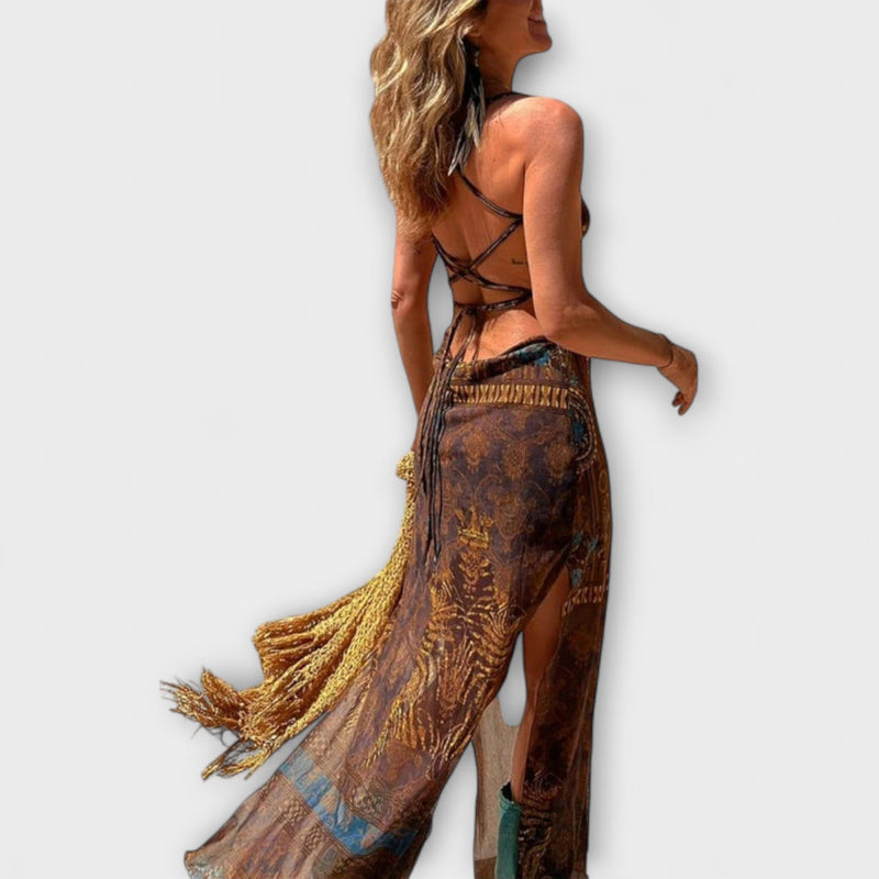 Tarifa - Vestido Midi Único con Cuello Cowl