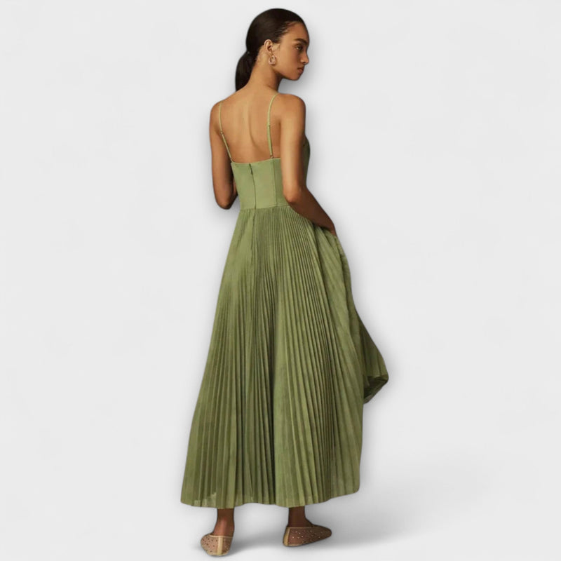 Marilyn - Vestido Midi de Tul con Falda Plisada y Diseño de Bustier