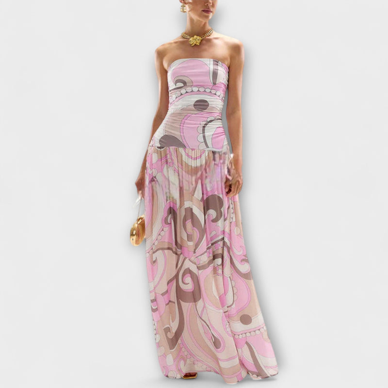Tatum - Impresionante vestido maxi sin mangas en tonos pastel