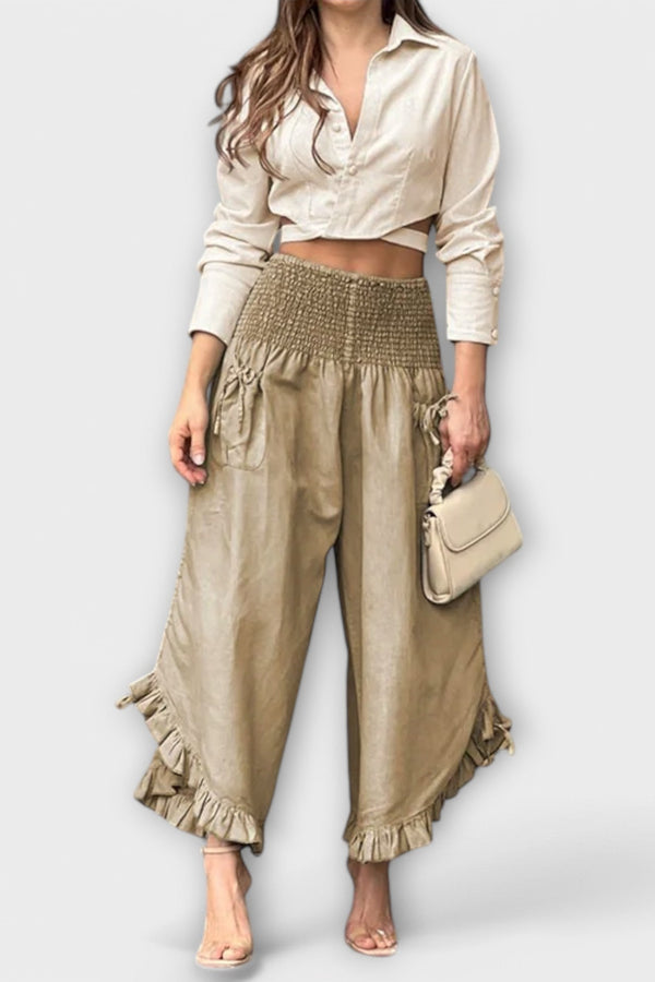 Jaya - Pantalones de lino holgados con pliegues de moda