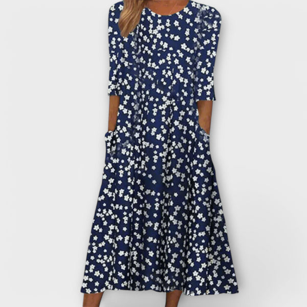 Paula - Elegante vestido de flores de tela premium