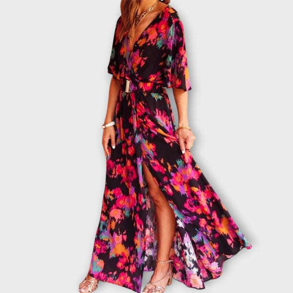 Sabine - Vestido maxi envolvente elegante con diseño fluido