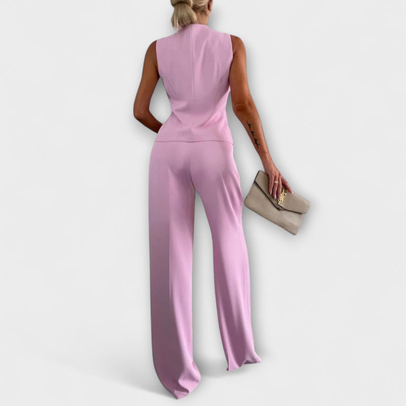 Wilhelmina - Conjunto elegante de top sin mangas y pantalones