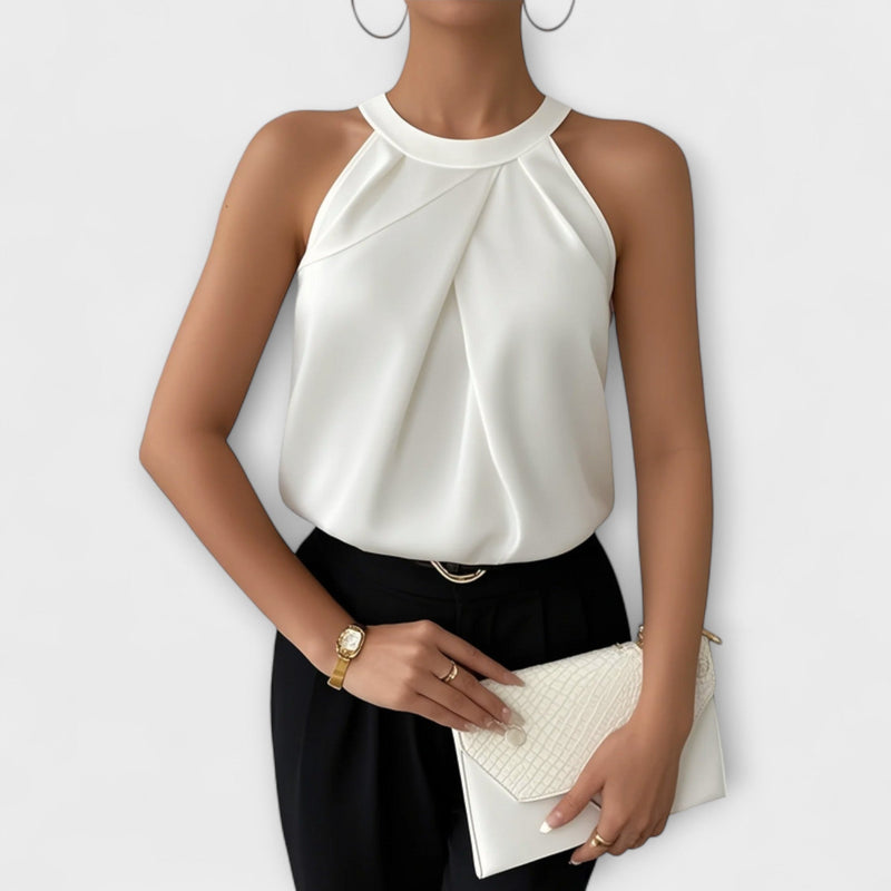 Skye - Elegante blusa de satén con diseño off-shoulder