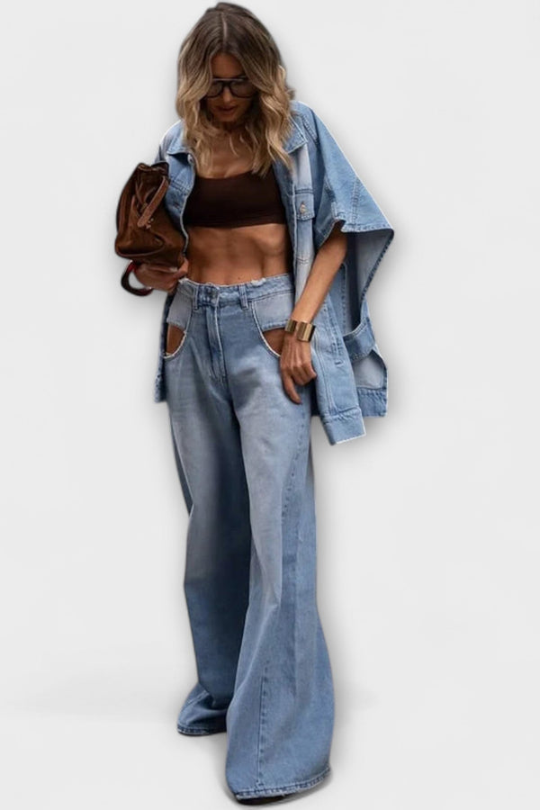 Blair - Conjunto de denim sin mangas de corte amplio