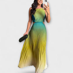 Haven - Elegante vestido maxi con tirantes y degradado