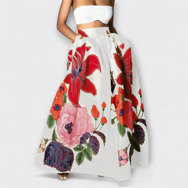 Ysolda - Falda Floral de Cintura Alta