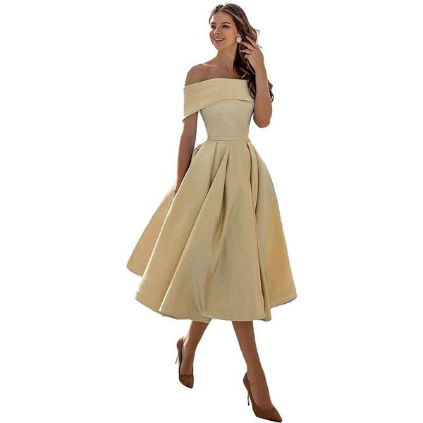 Romy - Elegante vestido maxi drapeado off-the-shoulder