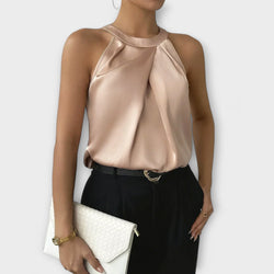 Skye - Elegante blusa de satén con diseño off-shoulder