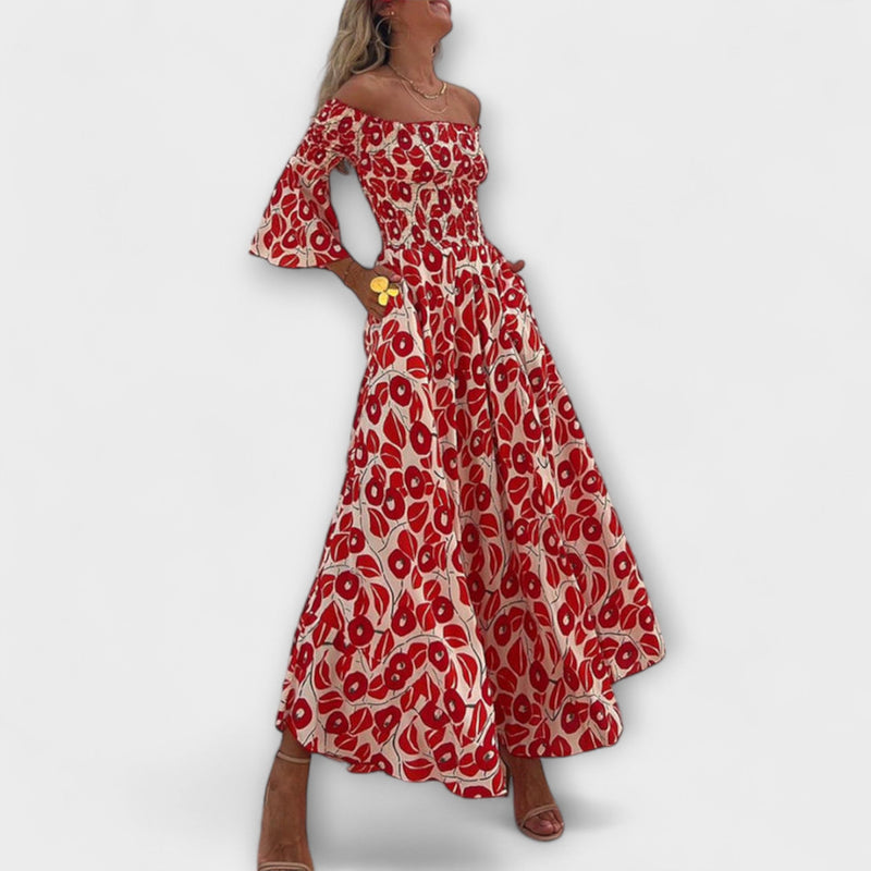 Sienna - Vestido maxi sin hombros apto para vacaciones