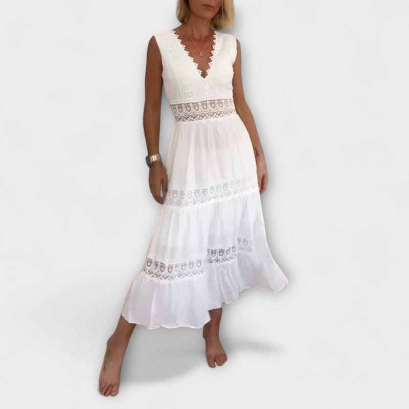Aurélie - Elegante vestido de encaje con escote en V