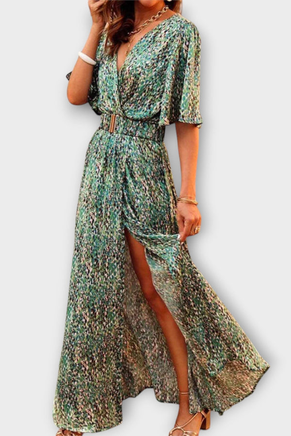 Sabine - Vestido maxi envolvente elegante con diseño fluido