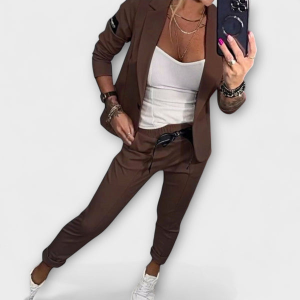 Malou - Conjunto coordinado de top, chaqueta y pantalón