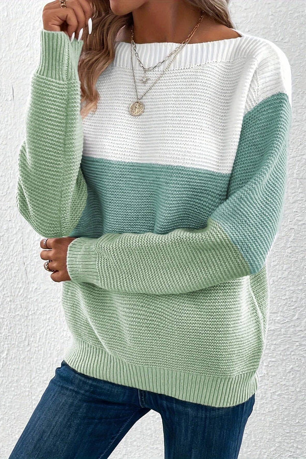 Clara - Elegante suéter de patchwork tricolor