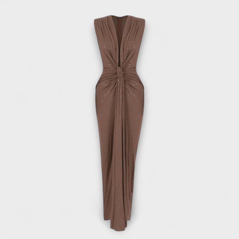Thea - Vestido largo con profundo escote en V