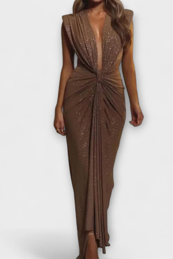 Thea - Vestido largo con profundo escote en V