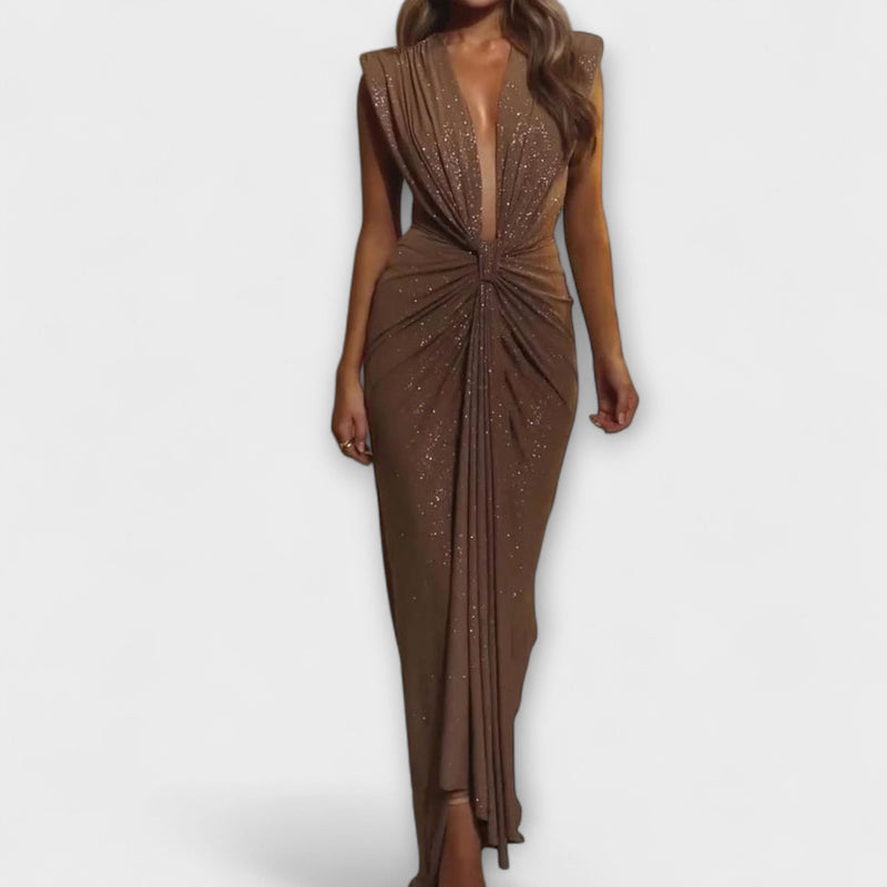 Thea - Vestido largo con profundo escote en V