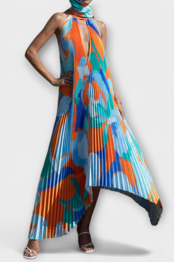 Vida - Elegante vestido midi con escote halter y espalda descubierta