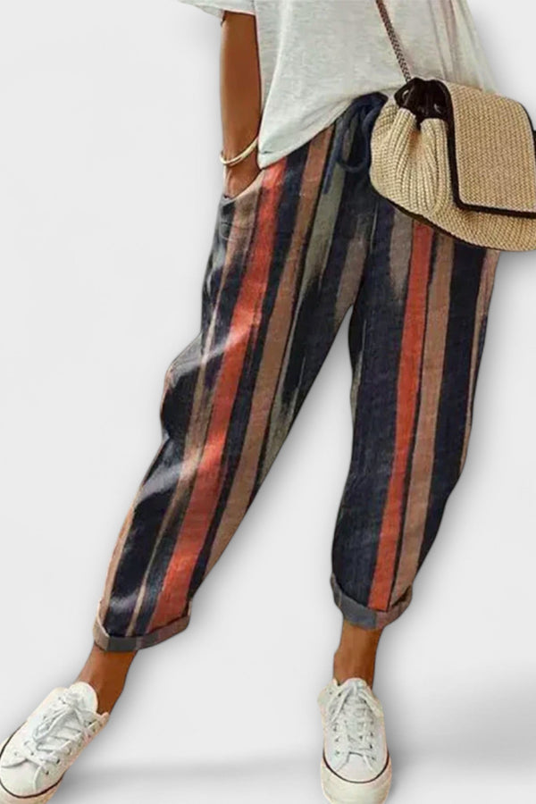 Burga - Pantalones cómodos de algodón y lino