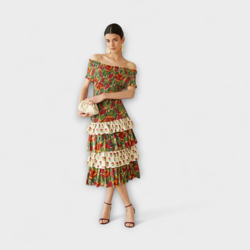 Harriet - Vestido Midi de Mayo Vibrante