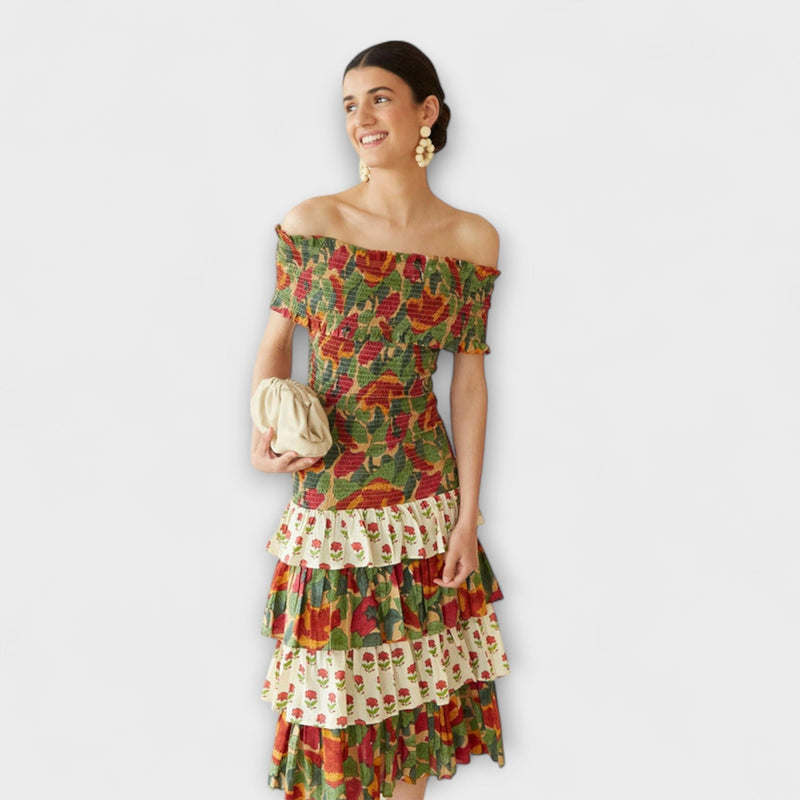 Harriet - Vestido Midi de Mayo Vibrante