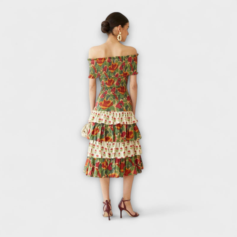 Harriet - Vestido Midi de Mayo Vibrante