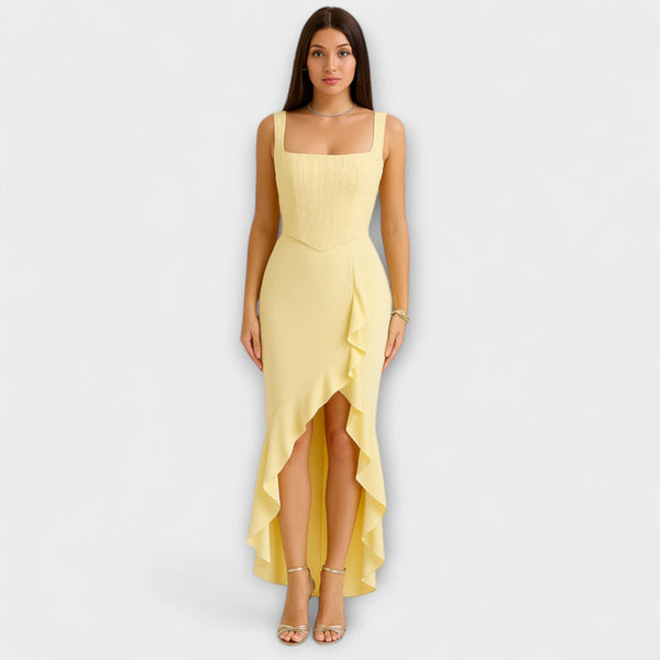 Bella - Vestido de Corsé de Satén con Volantes