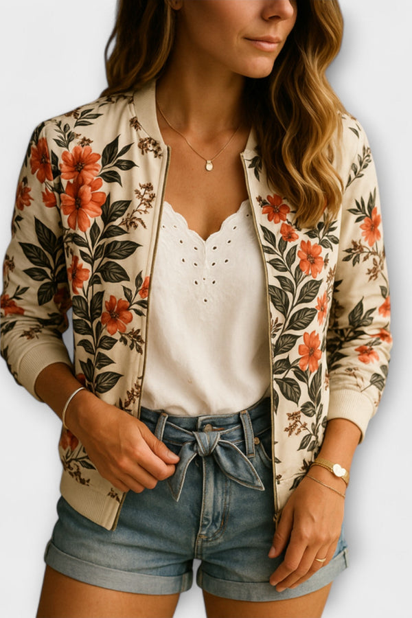 Kaelin - Chaqueta bomber elegante con estampado de flores