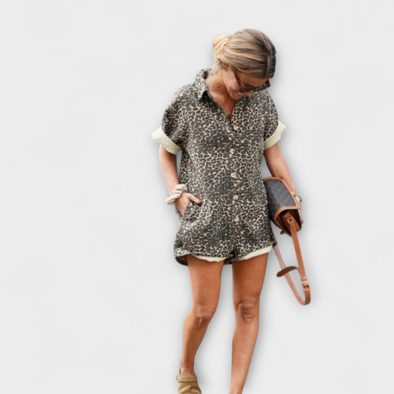 Nonette - Mono de camisa con estampado de leopardo
