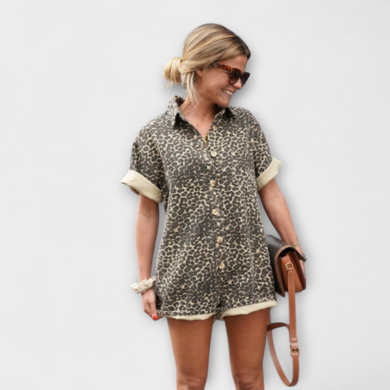Nonette - Mono de camisa con estampado de leopardo