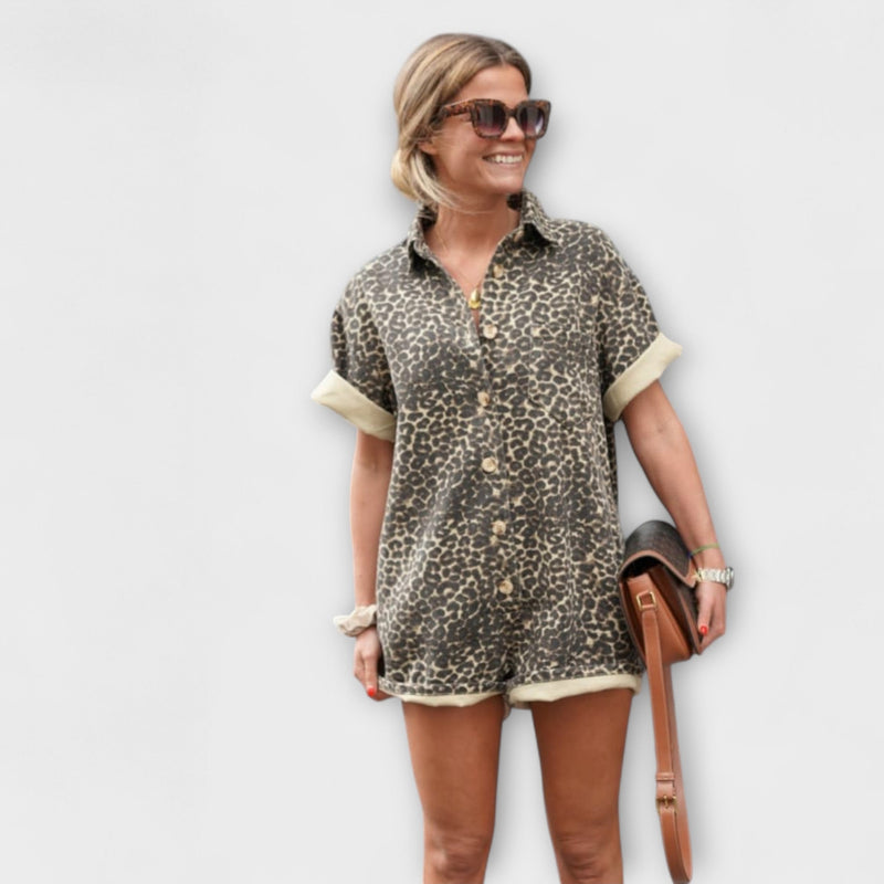 Nonette - Mono de camisa con estampado de leopardo