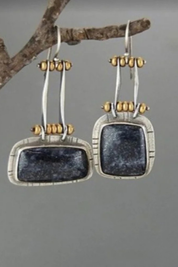 Pendientes Retro de Plata de Medianoche